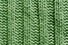 Abstract Green Knitting Texture Close-up.