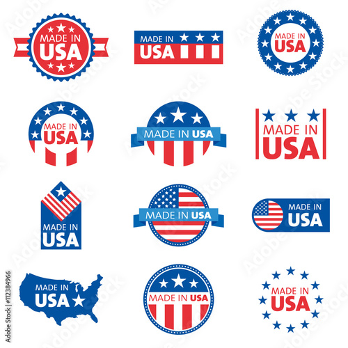 Vector set of made in the USA labels Poster Mural XXL