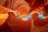 Fototapeta  - glimpse of blue sky over the antelope slot canyon