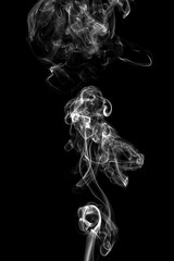 Wall Mural - White smoke, isolated on black background.