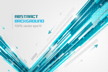 Abstract Straight Lines Futuristic Vector Illustration With Arrows. Technological Blue Shiny Background.