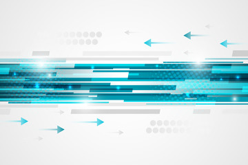 Poster - Abstract straight lines futuristic vector illustration with arrows. Technological blue shiny background.
