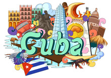 Doodle Showing Architecture And Culture Of Cuba