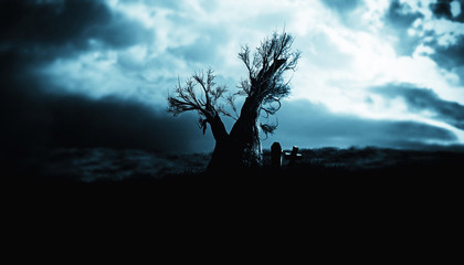 Wall Mural - Halloween Horror Nights  gravestone   spooky tree 