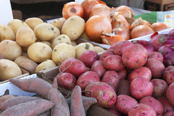 Potatoes and Onions at Market