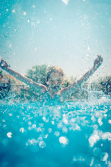 Canvas Print - Child in swimming pool