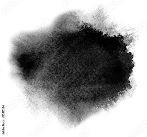 Cuadros en Lienzo Black watercolor stain with blotch and brush stroke