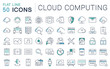 Set Vector Flat Line Icons Cloud Service