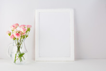 Frame Mockup With Pink Roses