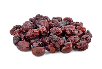 Wall Mural - Dried jujube fruits on white background