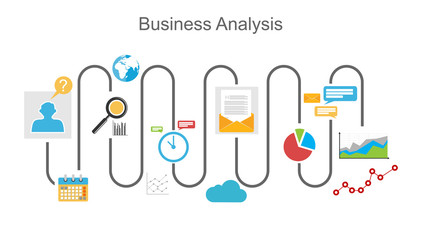Business analysis process concept illustration.

