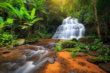 Mun Daeng Waterfall, The Beautiful Waterfall In Deep Forest At Phu Hin Rong Kla National Park In Thailand