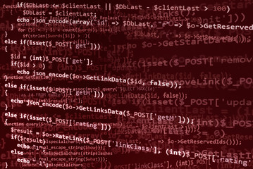 Leinwandbilder - Programming code on red screen, red text