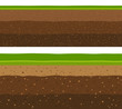 Layers of grass with Underground layers of earth, seamless ground surface design.