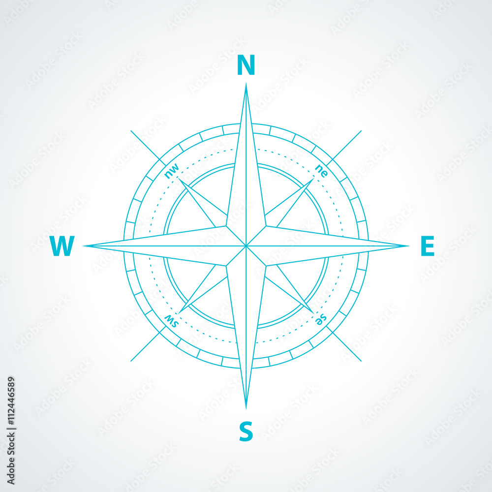 Simple wind rose isolated vector illustration. Stock Vector | Adobe Stock