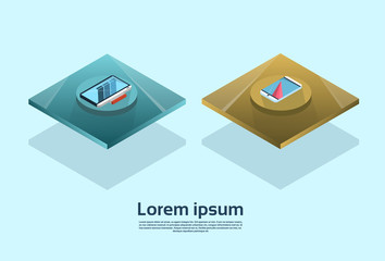 Poster - modern cell smart phone computer monitor 3d isometric design