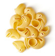 Lumaconi pasta isolated on white, from above