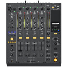 Wall Mural - Digital dj mixer control panel with the regulators, ports, light bulbs, top view. 3D graphic