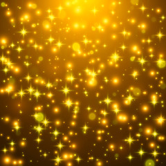 Wall Mural - background with gold stars. gold glitter dust texture. holiday bright background with stars and ligh