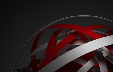Poster - Abstract 3d rendering of sphere with rings in empty space. Futuristic shape. Surreal background.