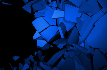 Poster - Abstract 3d rendering of cracked surface. Background with broken shape. Wall destruction. Explosion with debris. 