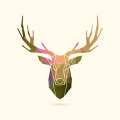 deer frame portrait color poly