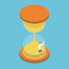 Poster - Isometric businessman trapped inside hourglass