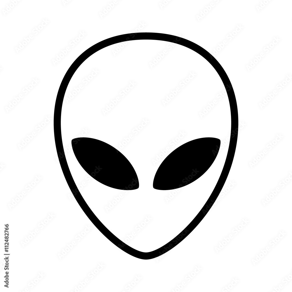Extraterrestrial alien face or head symbol line art icon for apps and websites - obrazy, fototapety, plakaty 