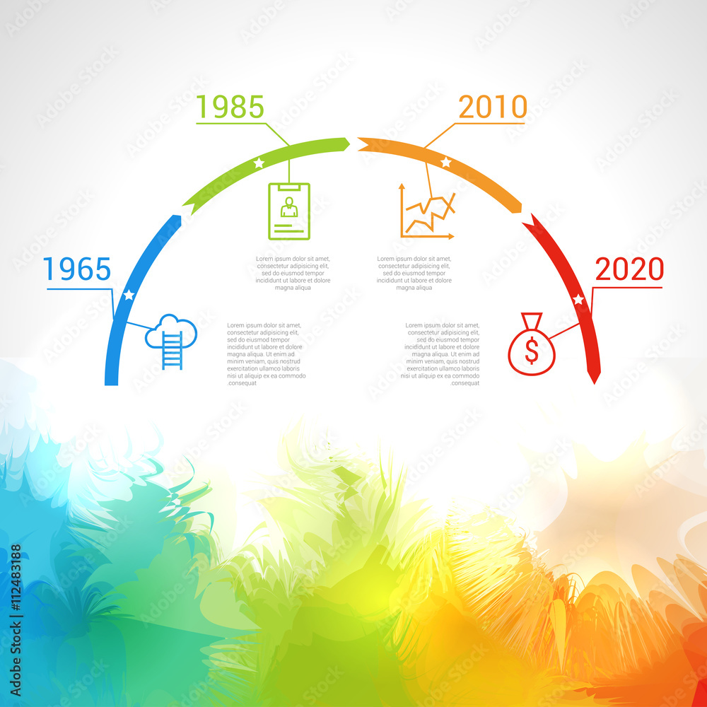 Infographic timeline design concept - template with points and outline ...
