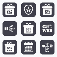 Poster - Sale gift box tag icons. Discount symbols.