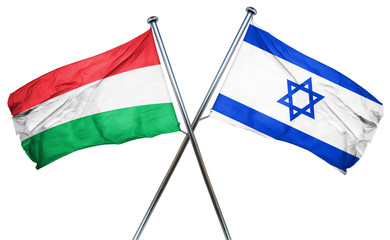 Hungary flag with Israel flag, 3D rendering