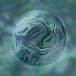 stony marble agate sphere pattern on blurred background - blue and green colored - 3D rendering