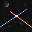 Set of color laser beams,