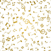 Abstract Golden Music Notes Seamless Pattern Background Vector Illustration For Your Design
