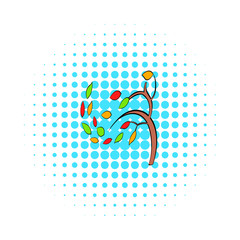 Wall Mural - autumn tree icon, pop-art style