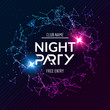Night Party poster. Shiny banner club disco. Dj dance summer invitation