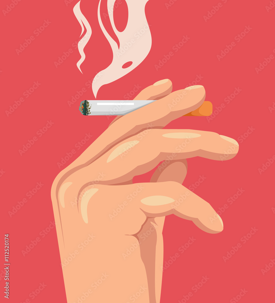 Stockvector Hand hold cigarette. Smoking kills. Burning cigarette ..., حجم الصورة 909x1000
