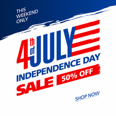 Fourth of July USA Independence day sale banner design template 