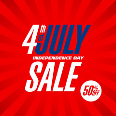 Fourth of July USA Independence day sale banner design template 