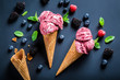 © shaiith - Homemade berry fruits ice cream in waffels