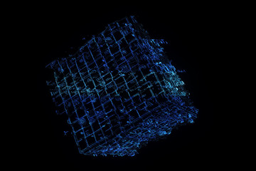 Wall Mural - Abstract futuristic stylish 3D Cube in Motion. nice Wireframe Hologram 

