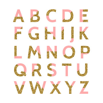 Wall Mural -  - pink and gold glitter font