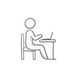 © Visual Generation - Businessman working on laptop sketch icon.