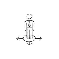 Sticker - Businessman in three ways sketch icon