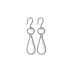 Wall Mural - Pair of earrings sketch icon.