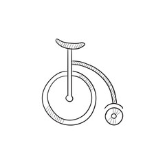 Sticker - Circus old bicycle sketch icon