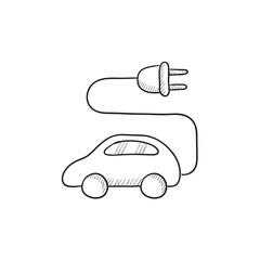 Wall Mural - Electric car sketch icon.