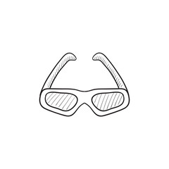 Sticker - Three d cinema glasses sketch icon.