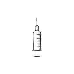 Sticker - Syringe sketch icon.