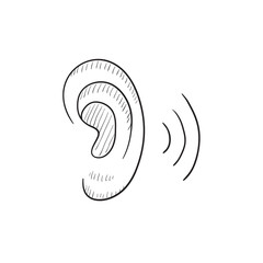 Poster - Human ear sketch icon.